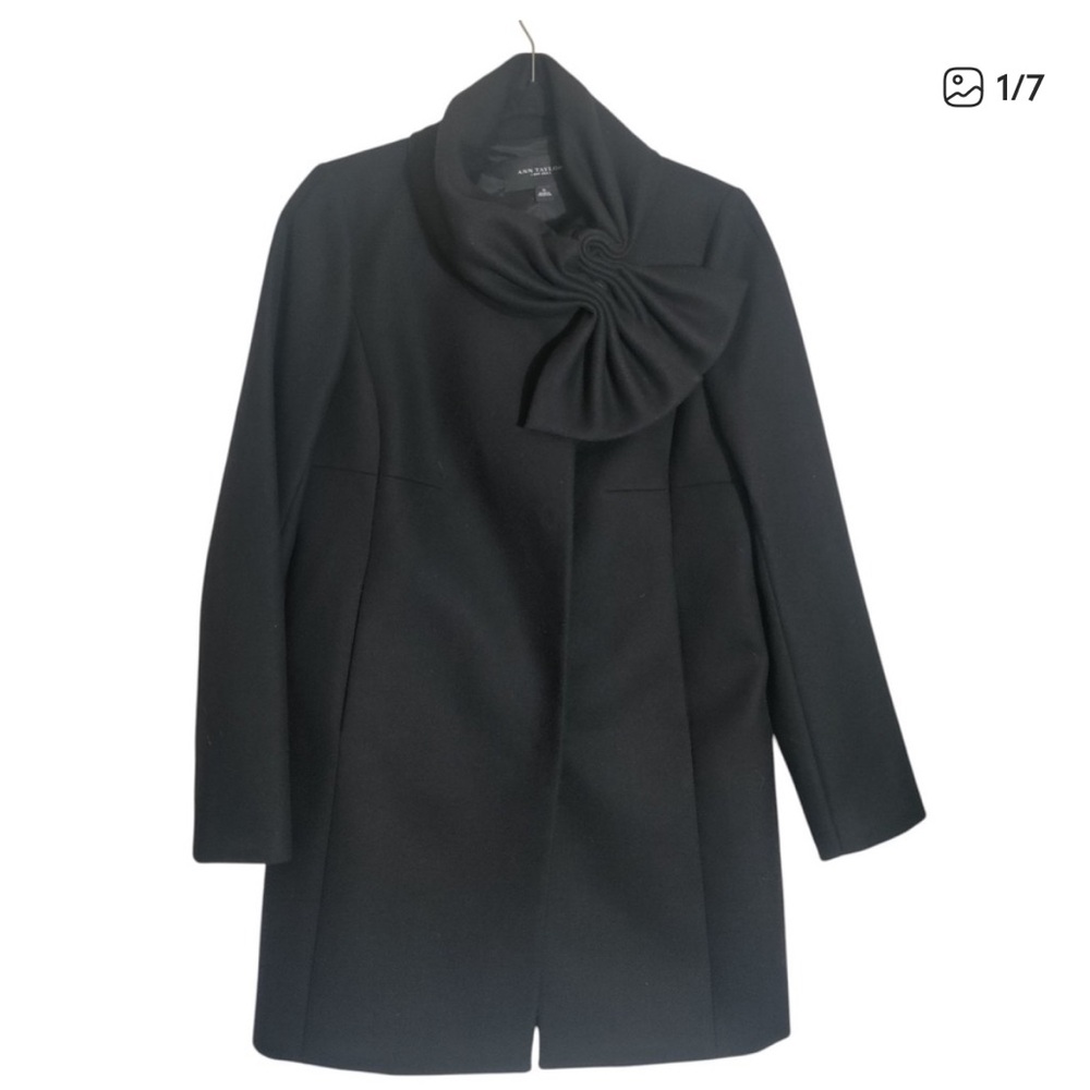 Ann Taylor Black Wool A-Line Coat